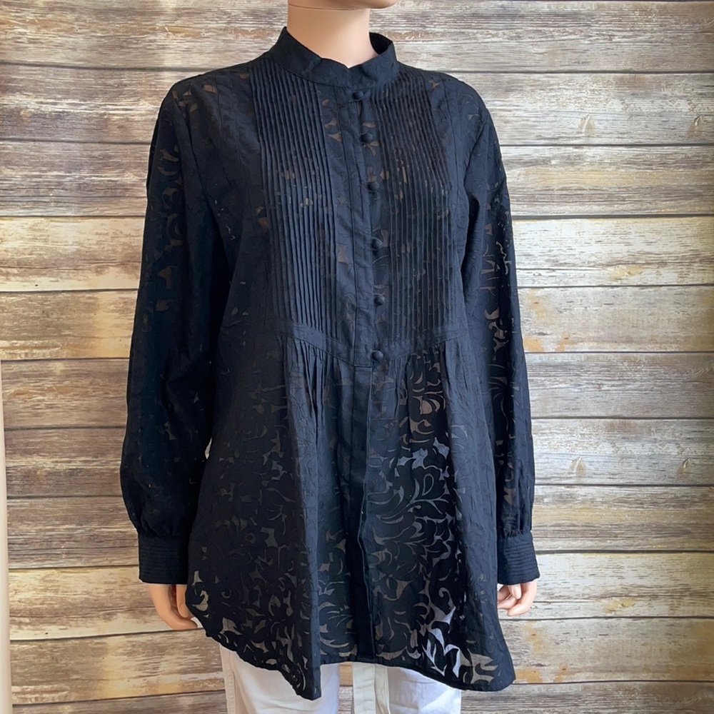 Coldwater Creek Black Button Down Blouse